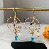 Planet earrings - Universe statement earrings - galaxy dangle earrings - unique dangle